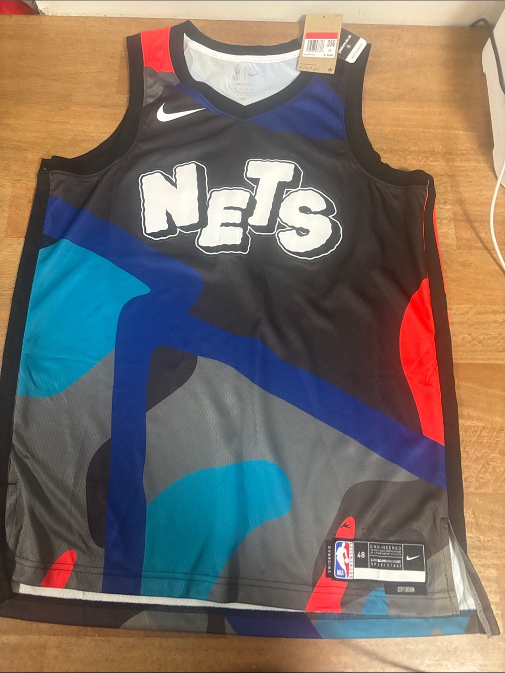 Nike Black Multicolor Brooklyn Nets Graphic NBA Jersey. Large